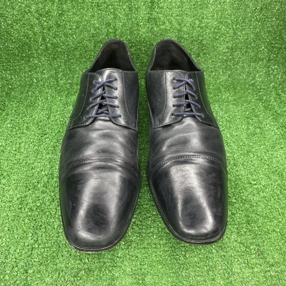 Boss Hugo Boss Dress Shoes Casual Oxford Black Leather Cap Toe‎ Lace Up Mens 13